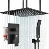 image4Function Waterfall Shower System with Body Jets SR SUN RISE Full Body Rainfall Shower System with Handheld Shower Faucet Complete Sets Wall Mounted Shower Fixture Set for Bathroom Matte BlackMatte Black