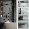 image4Function Waterfall Shower System with Body Jets SR SUN RISE Full Body Rainfall Shower System with Handheld Shower Faucet Complete Sets Wall Mounted Shower Fixture Set for Bathroom Matte BlackMatte Black
