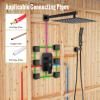 image4Function Waterfall Shower System with Body Jets SR SUN RISE Full Body Rainfall Shower System with Handheld Shower Faucet Complete Sets Wall Mounted Shower Fixture Set for Bathroom Matte BlackMatte Black