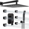 image4Function Waterfall Shower System with Body Jets SR SUN RISE Full Body Rainfall Shower System with Handheld Shower Faucet Complete Sets Wall Mounted Shower Fixture Set for Bathroom Matte BlackMatte Black