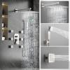 image4Function Waterfall Shower System with Body Jets SR SUN RISE Full Body Rainfall Shower System with Handheld Shower Faucet Complete Sets Wall Mounted Shower Fixture Set for Bathroom Matte BlackBrushed Nickel