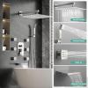 image4Function Waterfall Shower System with Body Jets SR SUN RISE Full Body Rainfall Shower System with Handheld Shower Faucet Complete Sets Wall Mounted Shower Fixture Set for Bathroom Matte BlackBrushed Nickel