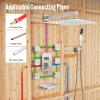 image4Function Waterfall Shower System with Body Jets SR SUN RISE Full Body Rainfall Shower System with Handheld Shower Faucet Complete Sets Wall Mounted Shower Fixture Set for Bathroom Matte BlackBrushed Nickel