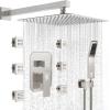 image4Function Waterfall Shower System with Body Jets SR SUN RISE Full Body Rainfall Shower System with Handheld Shower Faucet Complete Sets Wall Mounted Shower Fixture Set for Bathroom Matte BlackBrushed Nickel