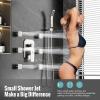 image4Function Waterfall Shower System with Body Jets SR SUN RISE Full Body Rainfall Shower System with Handheld Shower Faucet Complete Sets Wall Mounted Shower Fixture Set for Bathroom Matte BlackBrushed Nickel