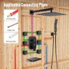 image4Function Waterfall Shower System with Body Jets SR SUN RISE Full Body Rainfall Shower System with Handheld Shower Faucet Complete Sets Wall Mounted Shower Fixture Set for Bathroom Matte BlackMatte Black