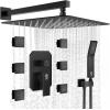 image4Function Waterfall Shower System with Body Jets SR SUN RISE Full Body Rainfall Shower System with Handheld Shower Faucet Complete Sets Wall Mounted Shower Fixture Set for Bathroom Matte BlackMatte Black