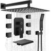 image4Function Waterfall Shower System with Body Jets SR SUN RISE Full Body Rainfall Shower System with Handheld Shower Faucet Complete Sets Wall Mounted Shower Fixture Set for Bathroom Matte BlackMatte Black