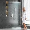 image4Function Waterfall Shower System with Body Jets SR SUN RISE Full Body Rainfall Shower System with Handheld Shower Faucet Complete Sets Wall Mounted Shower Fixture Set for Bathroom Matte BlackBrushed Nickel