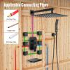 image4Function Waterfall Shower System with Body Jets SR SUN RISE Full Body Rainfall Shower System with Handheld Shower Faucet Complete Sets Wall Mounted Shower Fixture Set for Bathroom Matte BlackMatte Black