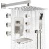 image4Function Waterfall Shower System with Body Jets SR SUN RISE Full Body Rainfall Shower System with Handheld Shower Faucet Complete Sets Wall Mounted Shower Fixture Set for Bathroom Matte BlackBrushed Nickel