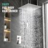 image4Function Waterfall Shower System with Body Jets SR SUN RISE Full Body Rainfall Shower System with Handheld Shower Faucet Complete Sets Wall Mounted Shower Fixture Set for Bathroom Matte BlackBrushed Nickel
