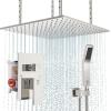 image4Function Waterfall Shower System with Body Jets SR SUN RISE Full Body Rainfall Shower System with Handheld Shower Faucet Complete Sets Wall Mounted Shower Fixture Set for Bathroom Matte BlackBrushed Nickel