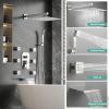 image4Function Waterfall Shower System with Body Jets SR SUN RISE Full Body Rainfall Shower System with Handheld Shower Faucet Complete Sets Wall Mounted Shower Fixture Set for Bathroom Matte BlackBrushed Nickel