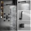 image4Function Waterfall Shower System with Body Jets SR SUN RISE Full Body Rainfall Shower System with Handheld Shower Faucet Complete Sets Wall Mounted Shower Fixture Set for Bathroom Matte BlackMatte Black