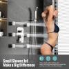 image4Function Waterfall Shower System with Body Jets SR SUN RISE Full Body Rainfall Shower System with Handheld Shower Faucet Complete Sets Wall Mounted Shower Fixture Set for Bathroom Matte BlackBrushed Nickel