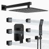 image4Function Waterfall Shower System with Body Jets SR SUN RISE Full Body Rainfall Shower System with Handheld Shower Faucet Complete Sets Wall Mounted Shower Fixture Set for Bathroom Matte BlackMatte Black
