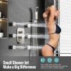 image4Function Waterfall Shower System with Body Jets SR SUN RISE Full Body Rainfall Shower System with Handheld Shower Faucet Complete Sets Wall Mounted Shower Fixture Set for Bathroom Matte BlackBrushed Nickel