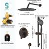 imageSR SUN RISE 12 Inch Rain Shower System High Pressure Shower Heads and Handheld 6Spray Combo Set Slide Bar Shower Faucets Sets Complete Included Valve and Trim Kit for Bathroom Brushed NickelOil Rubbed Bronze
