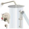imageSR SUN RISE 12 Inch Rain Shower System High Pressure Shower Heads and Handheld 6Spray Combo Set Slide Bar Shower Faucets Sets Complete Included Valve and Trim Kit for Bathroom Brushed NickelBrushed Nickel
