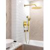 imageSR SUN RISE 12 Inch Rain Shower System High Pressure Shower Heads and Handheld 6Spray Combo Set Slide Bar Shower Faucets Sets Complete Included Valve and Trim Kit for Bathroom Brushed NickelBrushed Gold