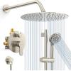 imageSR SUN RISE 12 Inch Rain Shower System High Pressure Shower Heads and Handheld 6Spray Combo Set Slide Bar Shower Faucets Sets Complete Included Valve and Trim Kit for Bathroom Brushed NickelBrushed Nickel