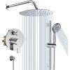 imageSR SUN RISE 12 Inch Rain Shower System High Pressure Shower Heads and Handheld 6Spray Combo Set Slide Bar Shower Faucets Sets Complete Included Valve and Trim Kit for Bathroom Brushed NickelPolished Chrome