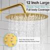 imageSR SUN RISE 12 Inch Rain Shower System High Pressure Shower Heads and Handheld 6Spray Combo Set Slide Bar Shower Faucets Sets Complete Included Valve and Trim Kit for Bathroom Brushed NickelBrushed Gold
