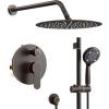 imageSR SUN RISE 12 Inch Rain Shower System High Pressure Shower Heads and Handheld 6Spray Combo Set Slide Bar Shower Faucets Sets Complete Included Valve and Trim Kit for Bathroom Brushed NickelOil Rubbed Bronze