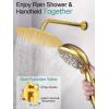 imageSR SUN RISE 12 Inch Rain Shower System High Pressure Shower Heads and Handheld 6Spray Combo Set Slide Bar Shower Faucets Sets Complete Included Valve and Trim Kit for Bathroom Brushed NickelBrushed Gold