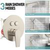 imageSR SUN RISE 12 Inch Rain Shower System High Pressure Shower Heads and Handheld 6Spray Combo Set Slide Bar Shower Faucets Sets Complete Included Valve and Trim Kit for Bathroom Brushed NickelBrushed Nickel