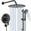 imageSR SUN RISE 12 Inch Rain Shower System High Pressure Shower Heads and Handheld 6Spray Combo Set Slide Bar Shower Faucets Sets Complete Included Valve and Trim Kit for Bathroom Brushed NickelMatte Black