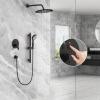 imageSR SUN RISE 12 Inch Rain Shower System High Pressure Shower Heads and Handheld 6Spray Combo Set Slide Bar Shower Faucets Sets Complete Included Valve and Trim Kit for Bathroom Brushed NickelOil Rubbed Bronze