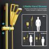imageSR SUN RISE 8 Inch Brushed Gold Shower Faucet Set WallMount Adjustable 16Inch Slide Bar with Square Hand Shower System Included Valve and Trim Kit