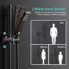 imageSR SUN RISE 8 Inch Oil Rubbed Bronze Slide Bar Shower Faucet Luxury All Metal Shower Heads and Handheld Spray Combo Set Wall Mounted Square Shower System Included Valve and Trim Kit