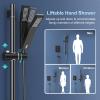imageSR SUN RISE 8 Inch Slide Bar Shower Faucet Luxury WallMount 16Inch Adjustable Slide Bar Hand Held Shower System Included Valve and Trim Kit Matte Black