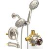 imageSR SUN RISE High Pressure 3Way Rainfall Shower Faucet 3 in 1 Shower Head and Handheld Shower Combo Set with 71 Hose Easy to Clean Bathtub or Pets Valve and Shower Trim Kit Brushed GoldBrushed Nickel