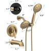 imageSR SUN RISE High Pressure 3Way Rainfall Shower Faucet 3 in 1 Shower Head and Handheld Shower Combo Set with 71 Hose Easy to Clean Bathtub or Pets Valve and Shower Trim Kit Brushed GoldBrushed Gold