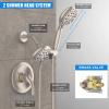 imageSR SUN RISE High Pressure 3Way Rainfall Shower Faucet 3 in 1 Shower Head and Handheld Shower Combo Set with 71 Hose Easy to Clean Bathtub or Pets Valve and Shower Trim Kit Brushed GoldBrushed Nickel