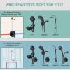 imageSR SUN RISE Shower System with 3spray Rain Shower and 6Setting Handheld Combo 18 GPM Shower Faucets Sets Complete with Adjustable 276quot Slide Bar Shower Fixtures Valve Include Matte Black
