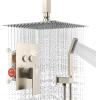 imageSR SUN RISE Shower System with Push Button Diverter Luxury 10 Inch Rain Shower Head with Handheld Spray High Pressure Shower Faucet Combo Set with Roughin Valve Polished ChromeBrushed Nickel