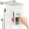 imageSR SUN RISE Shower System with Push Button Diverter Luxury 10 Inch Rain Shower Head with Handheld Spray High Pressure Shower Faucet Combo Set with Roughin Valve Polished ChromeBrushed Nickel
