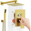 imageSR SUN RISE Shower System with Push Button Diverter Luxury 10 Inch Rain Shower Head with Handheld Spray High Pressure Shower Faucet Combo Set with Roughin Valve Polished ChromeBrushed Gold