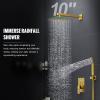 imageSR SUN RISE Shower System with Push Button Diverter Luxury 10 Inch Rain Shower Head with Handheld Spray High Pressure Shower Faucet Combo Set with Roughin Valve Polished ChromeBrushed Gold