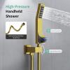 imageSR SUN RISE Shower System with Push Button Diverter Luxury 10 Inch Rain Shower Head with Handheld Spray High Pressure Shower Faucet Combo Set with Roughin Valve Polished ChromeBrushed Gold