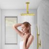 imageSR SUN RISE Shower System with Push Button Diverter Luxury 10 Inch Rain Shower Head with Handheld Spray High Pressure Shower Faucet Combo Set with Roughin Valve Polished ChromeBrushed Gold