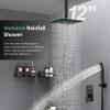 imageSR SUN RISE Shower System with Push Button Diverter Luxury 10 Inch Rain Shower Head with Handheld Spray High Pressure Shower Faucet Combo Set with Roughin Valve Polished ChromeMatte Black