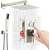 imageSR SUN RISE Shower System with Push Button Diverter Luxury 10 Inch Rain Shower Head with Handheld Spray High Pressure Shower Faucet Combo Set with Roughin Valve Polished ChromeBrushed Nickel