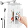imageSR SUN RISE Shower System with Push Button Diverter Luxury 10 Inch Rain Shower Head with Handheld Spray High Pressure Shower Faucet Combo Set with Roughin Valve Polished ChromePolished Chrome