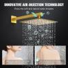 imageSR SUN RISE Shower System with Push Button Diverter Luxury 10 Inch Rain Shower Head with Handheld Spray High Pressure Shower Faucet Combo Set with Roughin Valve Polished ChromeBrushed Gold